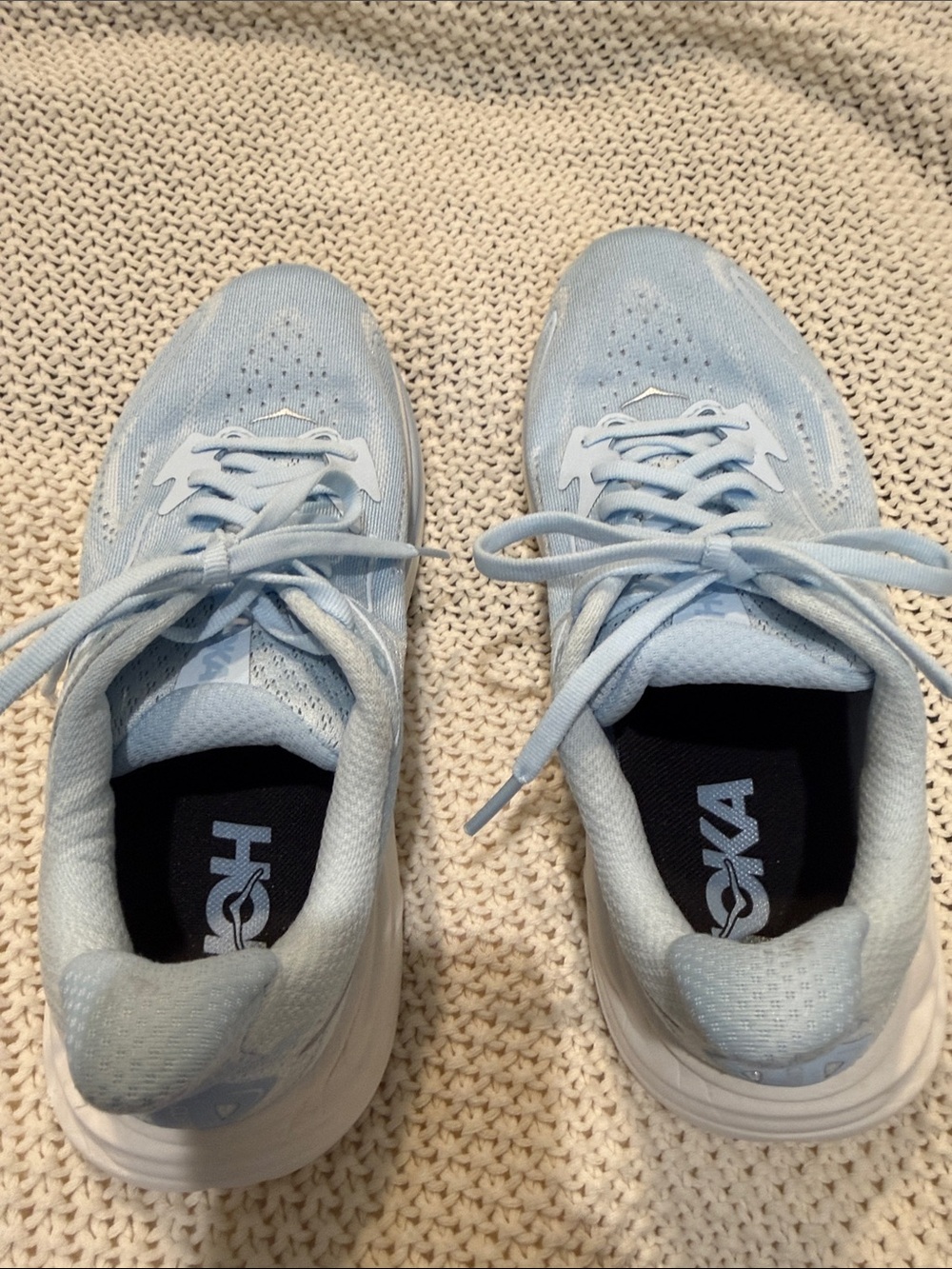 Hoka Clifton 10 Pale Blue Lace-Up Running Shoes